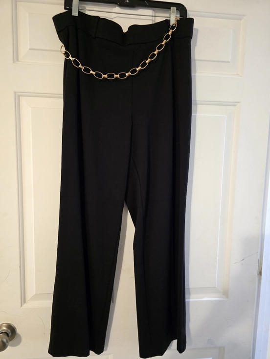 Pants - Haver And Blair High-Waist Black Wide-Leg Pants with Decorative Gold Chain